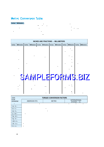 Metric Conversion Table pdf free